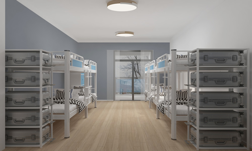 工廠用雙層鐵床，行李箱怎么放？